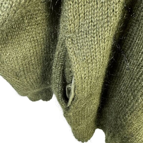 Cervelle Mohair Blend Cardigan Beaded Floral Applique Green Sweater Size L NEW - Picture 7 of 11